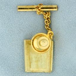 Mayan God Statue Tie Pin In 18k Yellow And Rose Gold