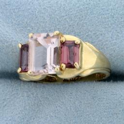 3.5ct Tw Natural Morganite Ring In 14k Yellow Gold
