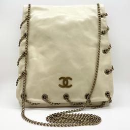 Authentic Chanel Crossbody Bag Pearlescent Winter White Chain Wrap 3-way
