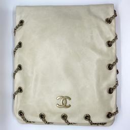 Authentic Chanel Crossbody Bag Pearlescent Winter White Chain Wrap 3-way