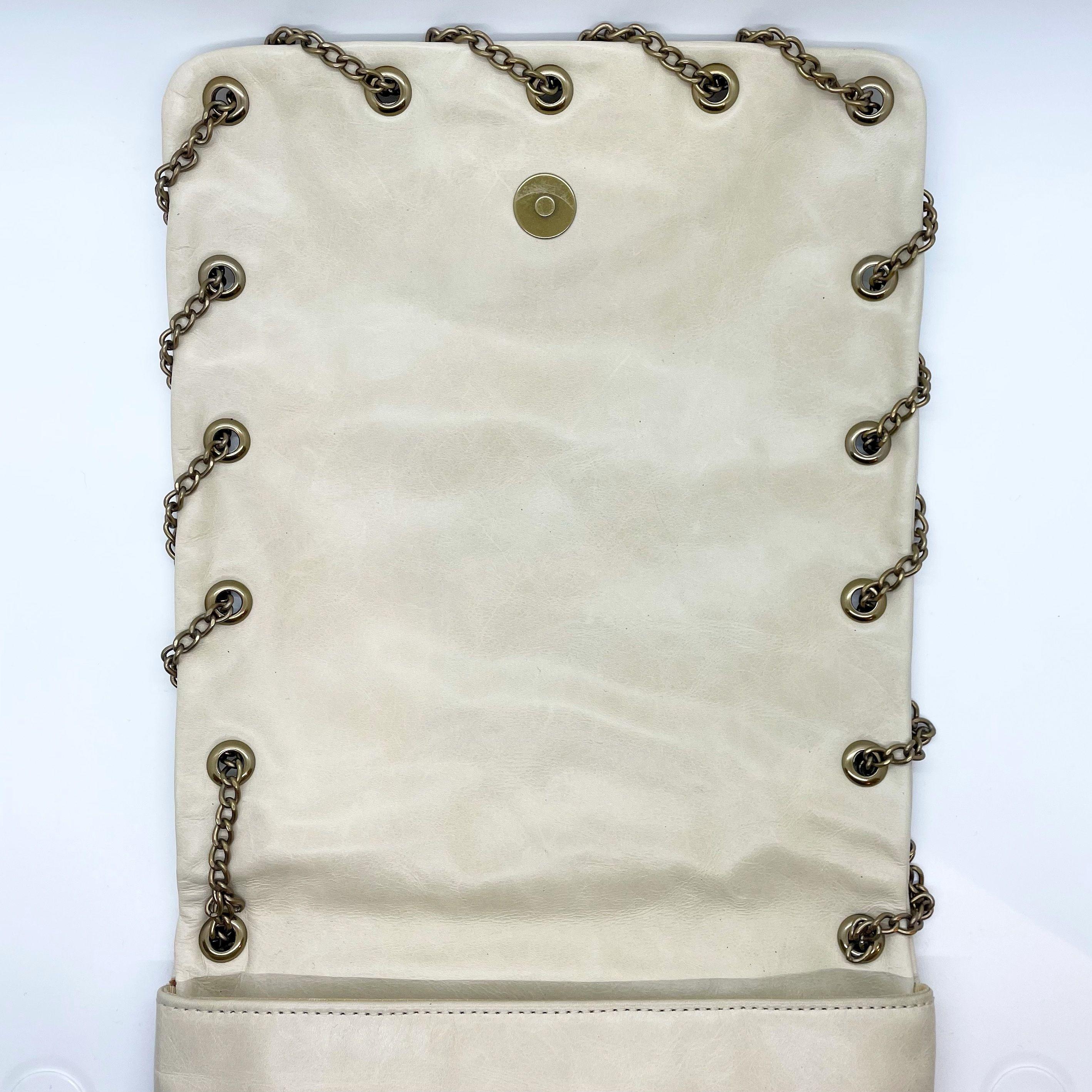 Authentic Chanel Crossbody Bag Pearlescent Winter White Chain Wrap 3-way