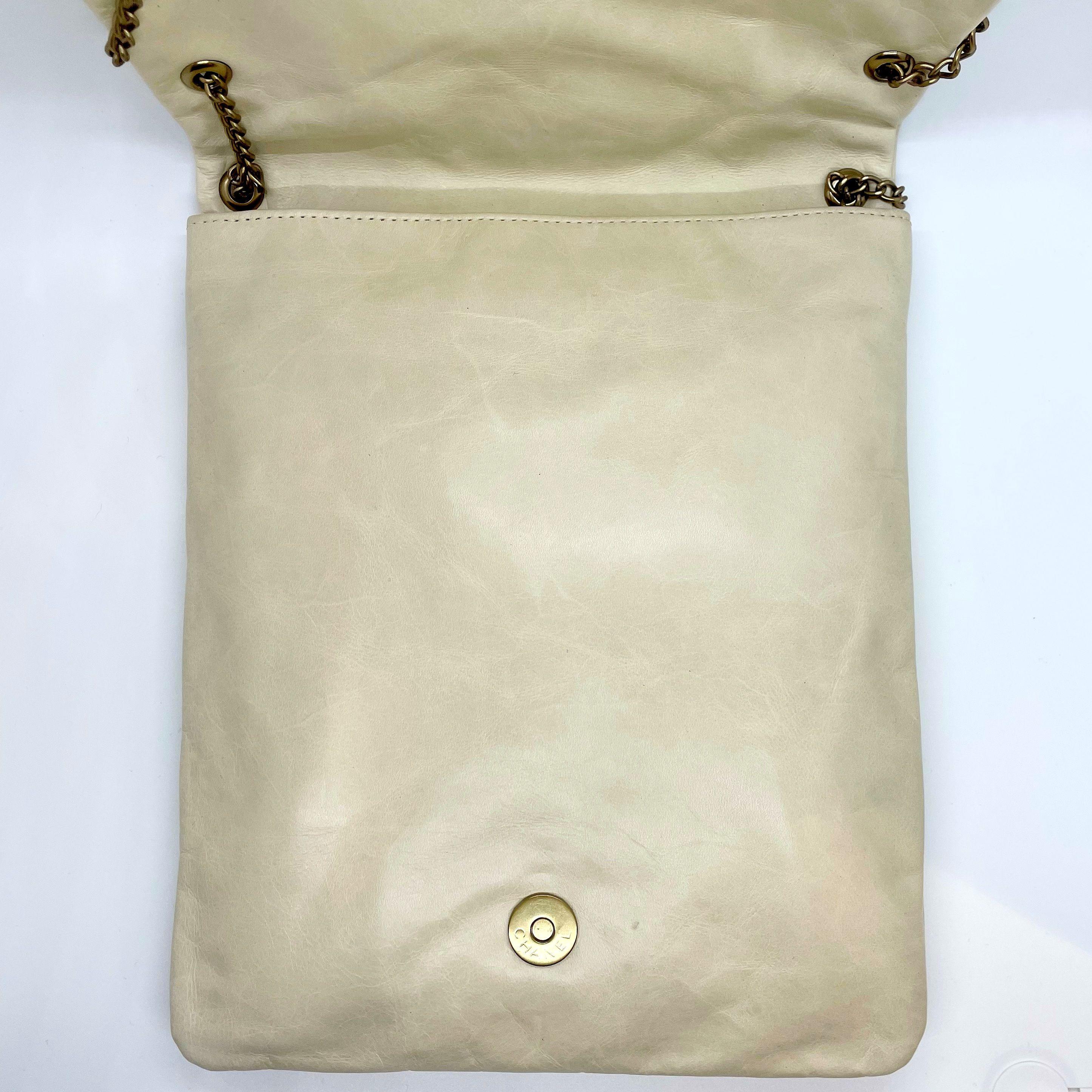 Authentic Chanel Crossbody Bag Pearlescent Winter White Chain Wrap 3-way