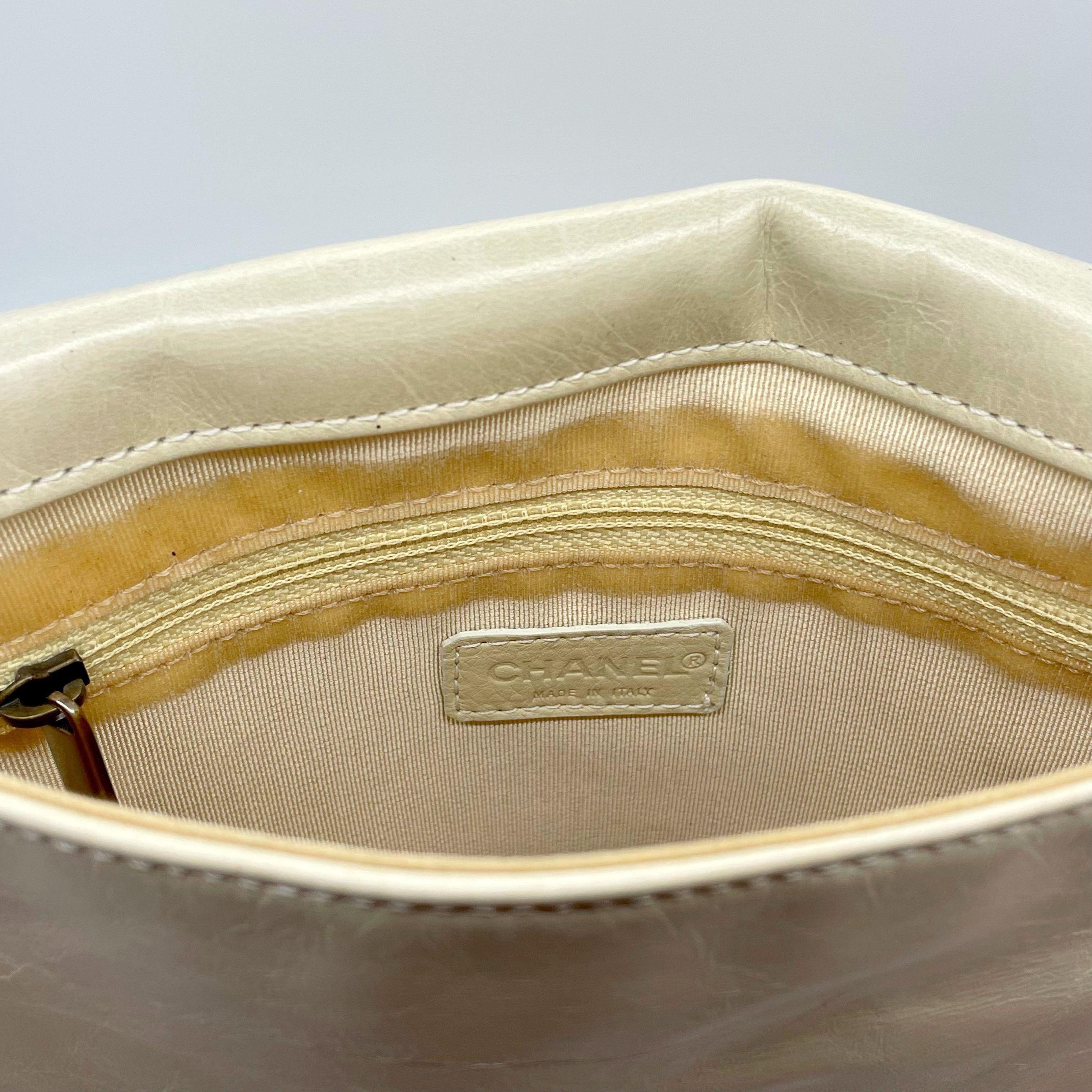 Authentic Chanel Crossbody Bag Pearlescent Winter White Chain Wrap 3-way