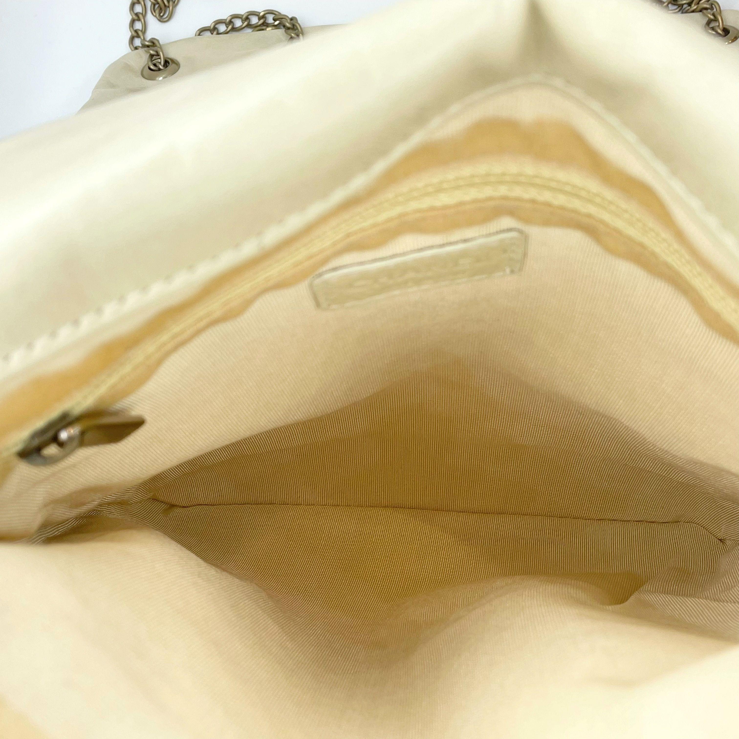 Authentic Chanel Crossbody Bag Pearlescent Winter White Chain Wrap 3-way