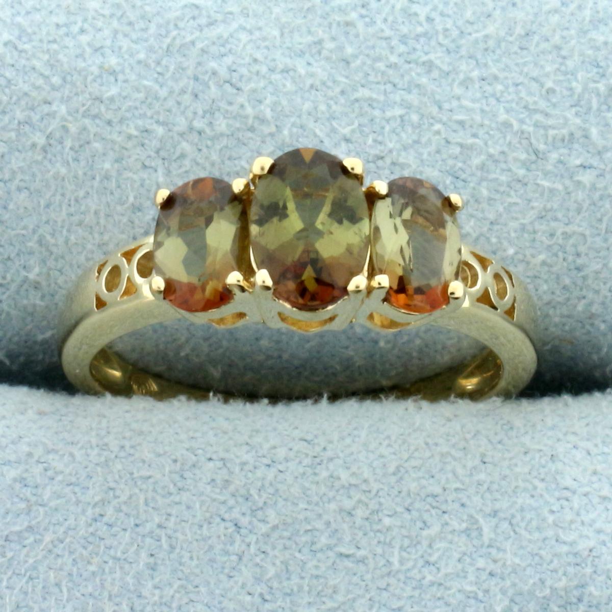2ct Tw Andalusite Three-stone Ring In 14k Yellow Gold