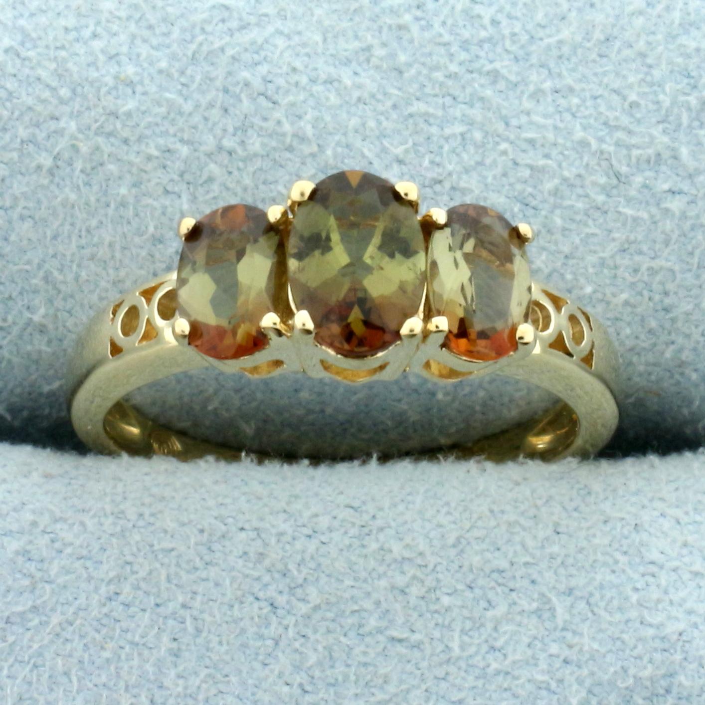 2ct Tw Andalusite Three-stone Ring In 14k Yellow Gold