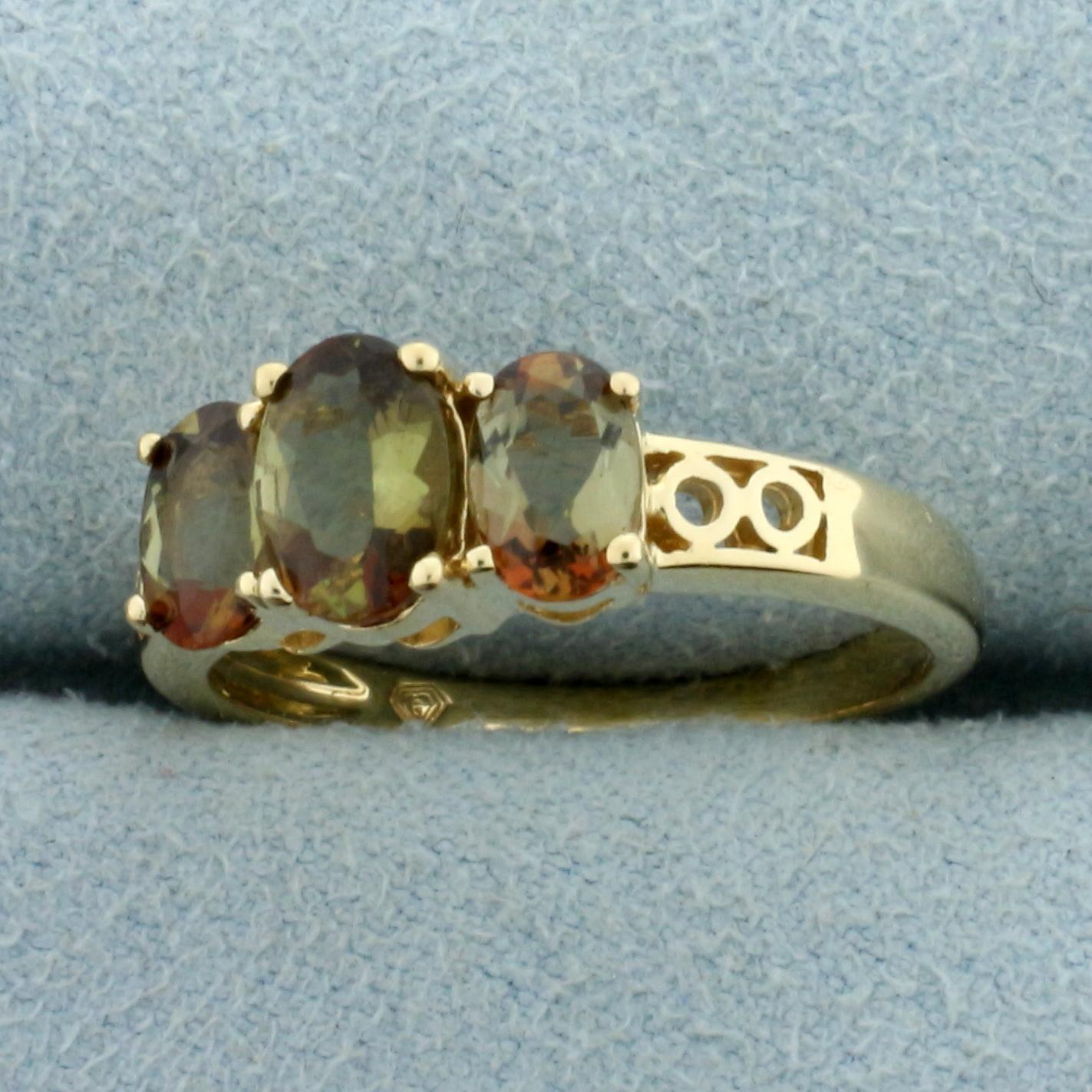 2ct Tw Andalusite Three-stone Ring In 14k Yellow Gold