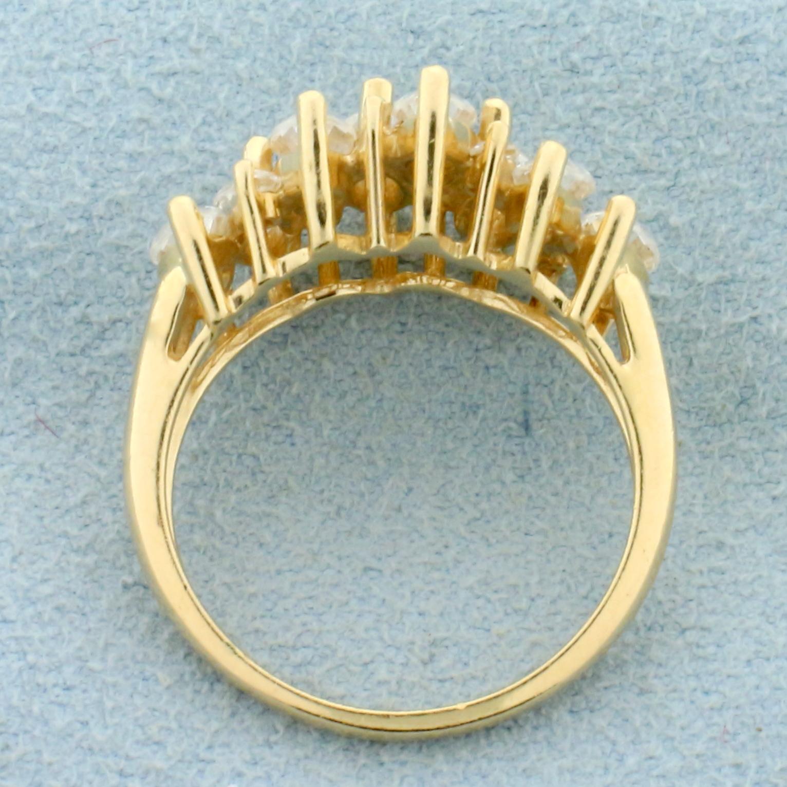 2.5ct Tw Marquise And Round Cz Ring In 14k Yellow Gold