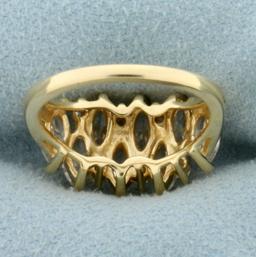 2.5ct Tw Marquise And Round Cz Ring In 14k Yellow Gold