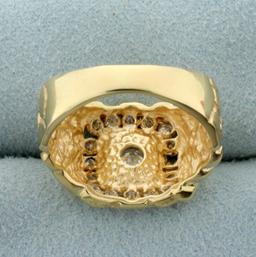 Mens 1ct Tw Diamond Nugget Ring In 14k Yellow Gold