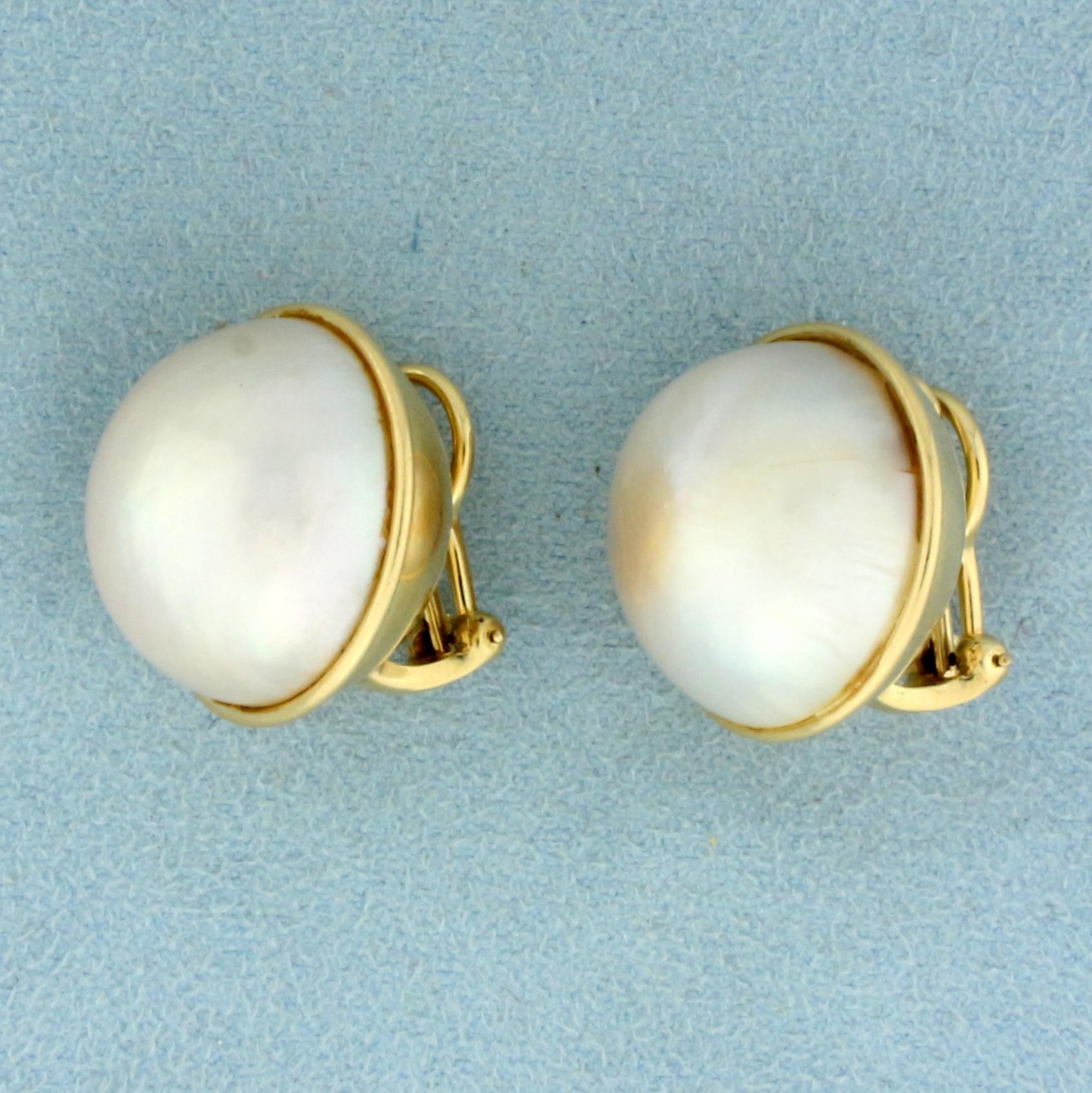 Mabe Pearl Earrings For Non-pierced Ears In 14k | Proxibid