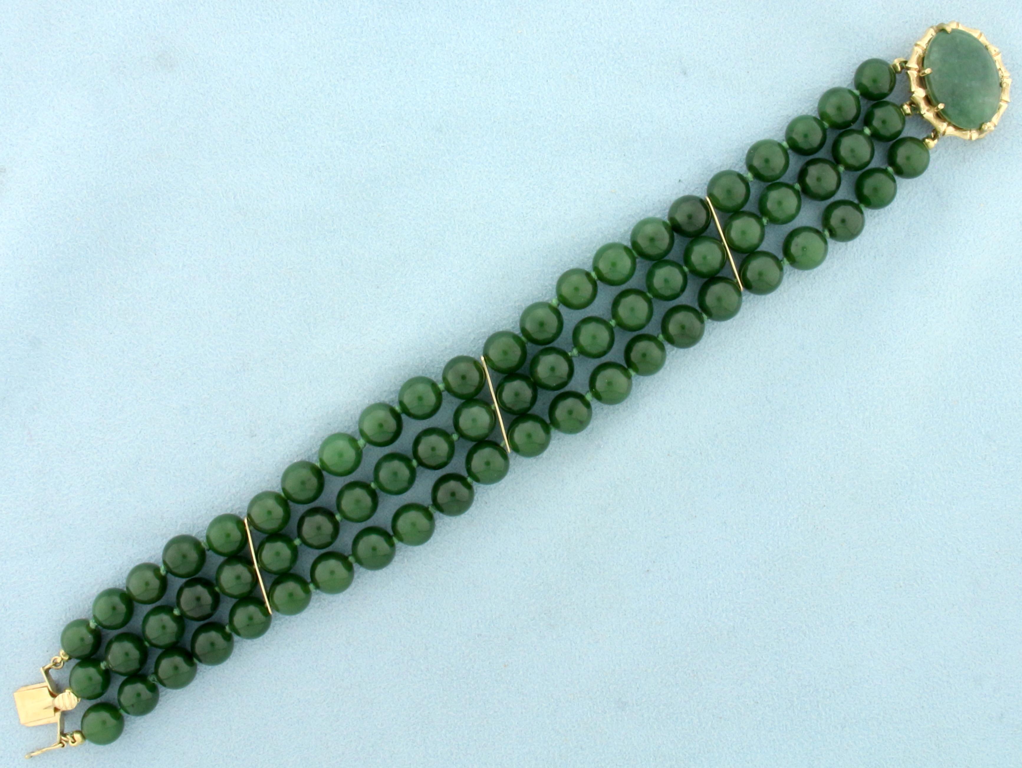 Jade Bead Multi Strand Bead Bracelet In 14k | Proxibid