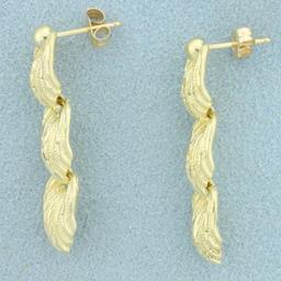 Diamond Cut Dangle Earrings In 14k Yellow Gold