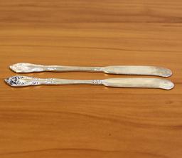 Alvin Chateau Rose Flat Handle Stering Silver Butter Spreaders Set Of 2