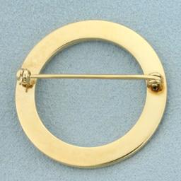 Vintage Circle Pin In 14k Yellow Gold