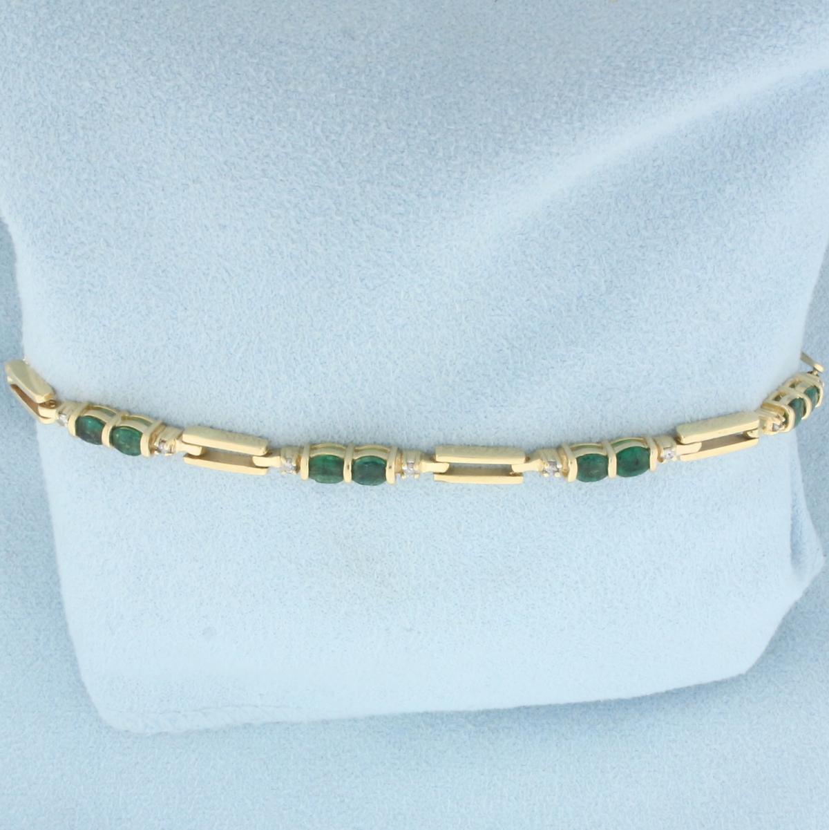 Emerald And Diamond Bracelet In 14k Yellow Gold