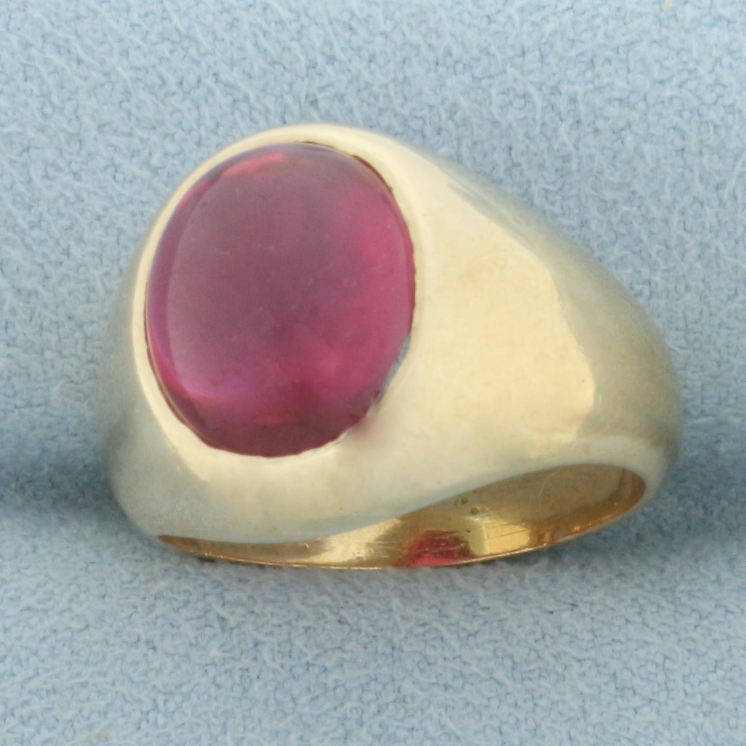 Lab Ruby Ring In 10k Yellow Gold