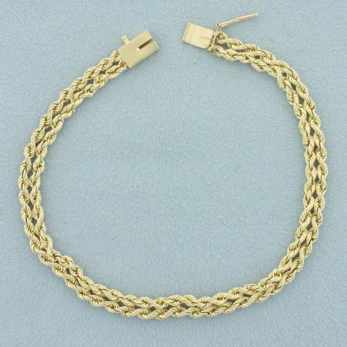 Double Rope Link Bracelet In 14k Yellow God