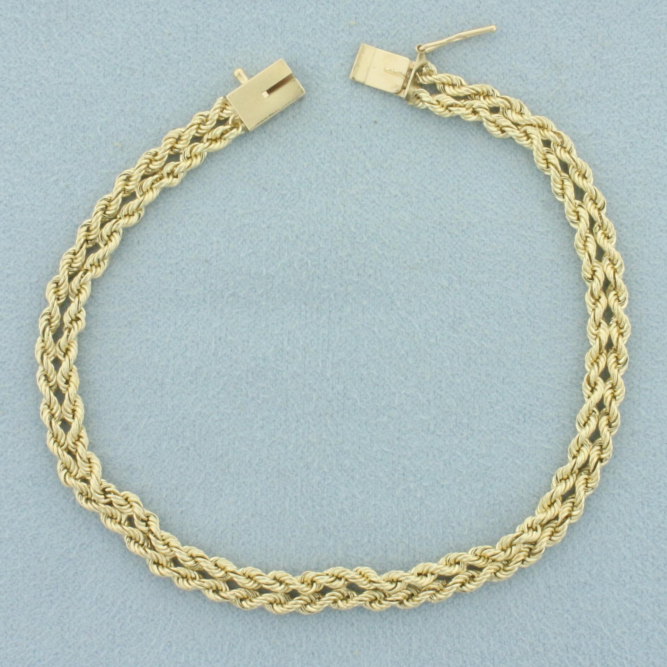 Double Rope Link Bracelet In 14k Yellow God