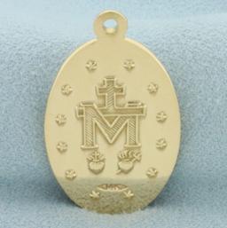 Miraculous Mary Magdelin Religious Pendant In 14k Yellow Gold