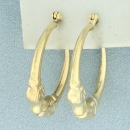 Rams Head Hoop Earrings In 14k Yellow Gold