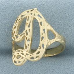 D Initial Ring In 14k Yellow Gold