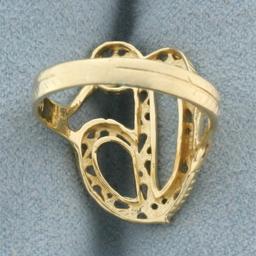 D Initial Ring In 14k Yellow Gold