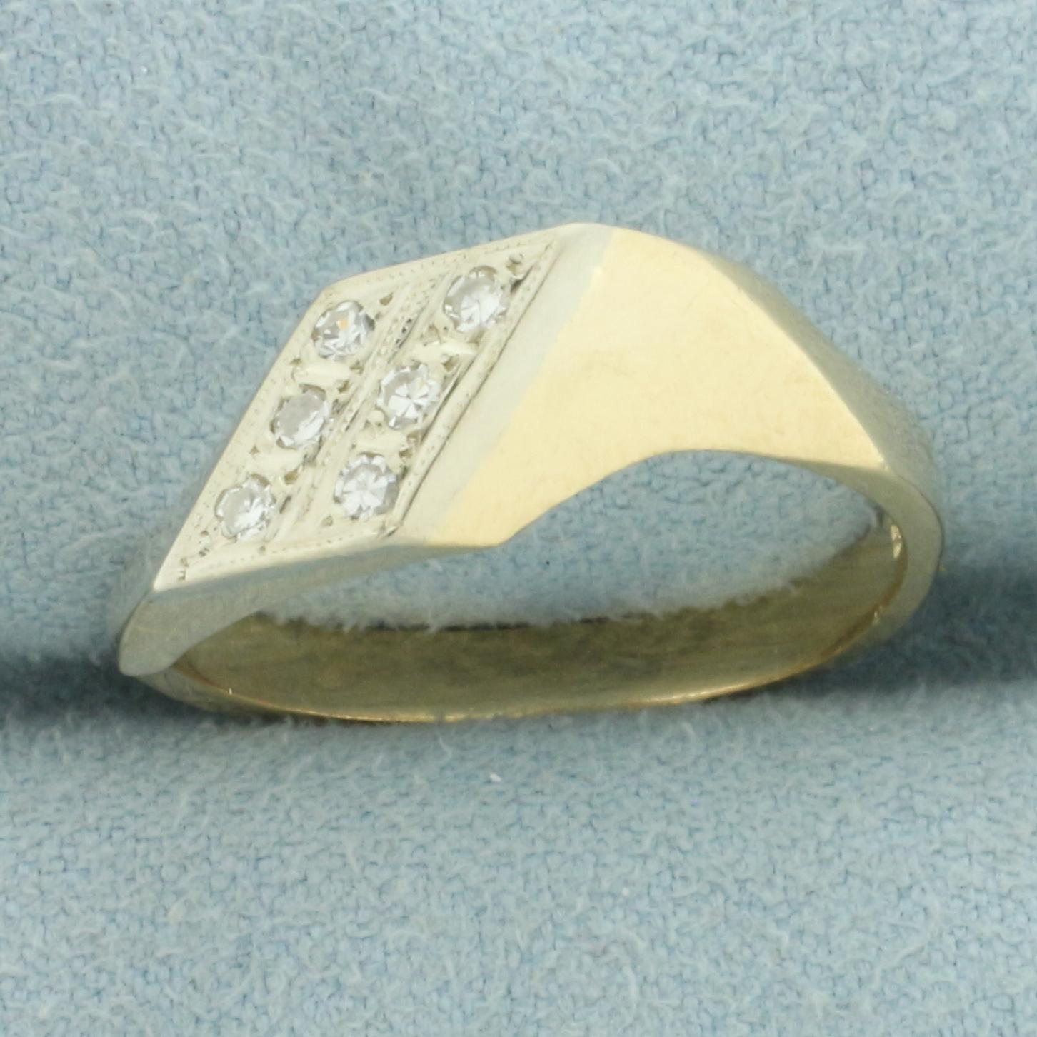 Modern Design Diamond Angular Ring In 14k Yellow Gold