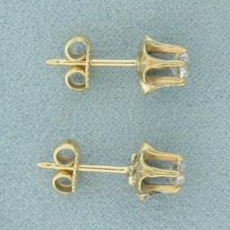 Antique Old European Cut Buttercup Stud Earrings In 14k Yellow Gold