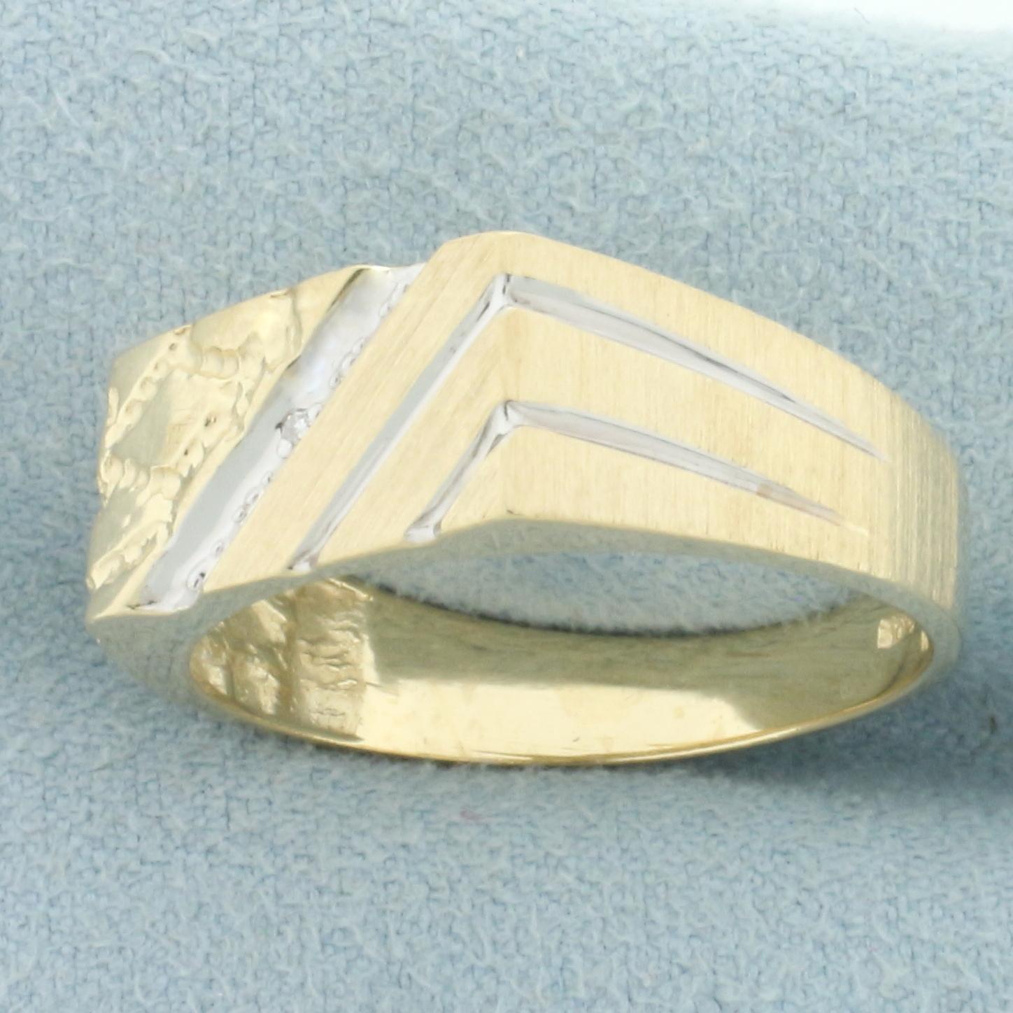 Mens Diamond Nugget Style Ring In 10k Yellow Gold
