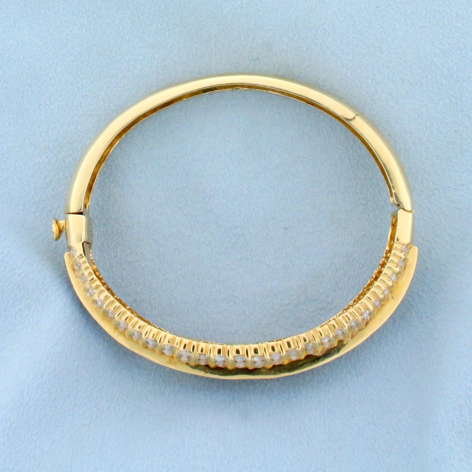 Designer 5ct Tw Natural Sapphire And Diamond Bangle Bracelet In 18k Yellow Gold