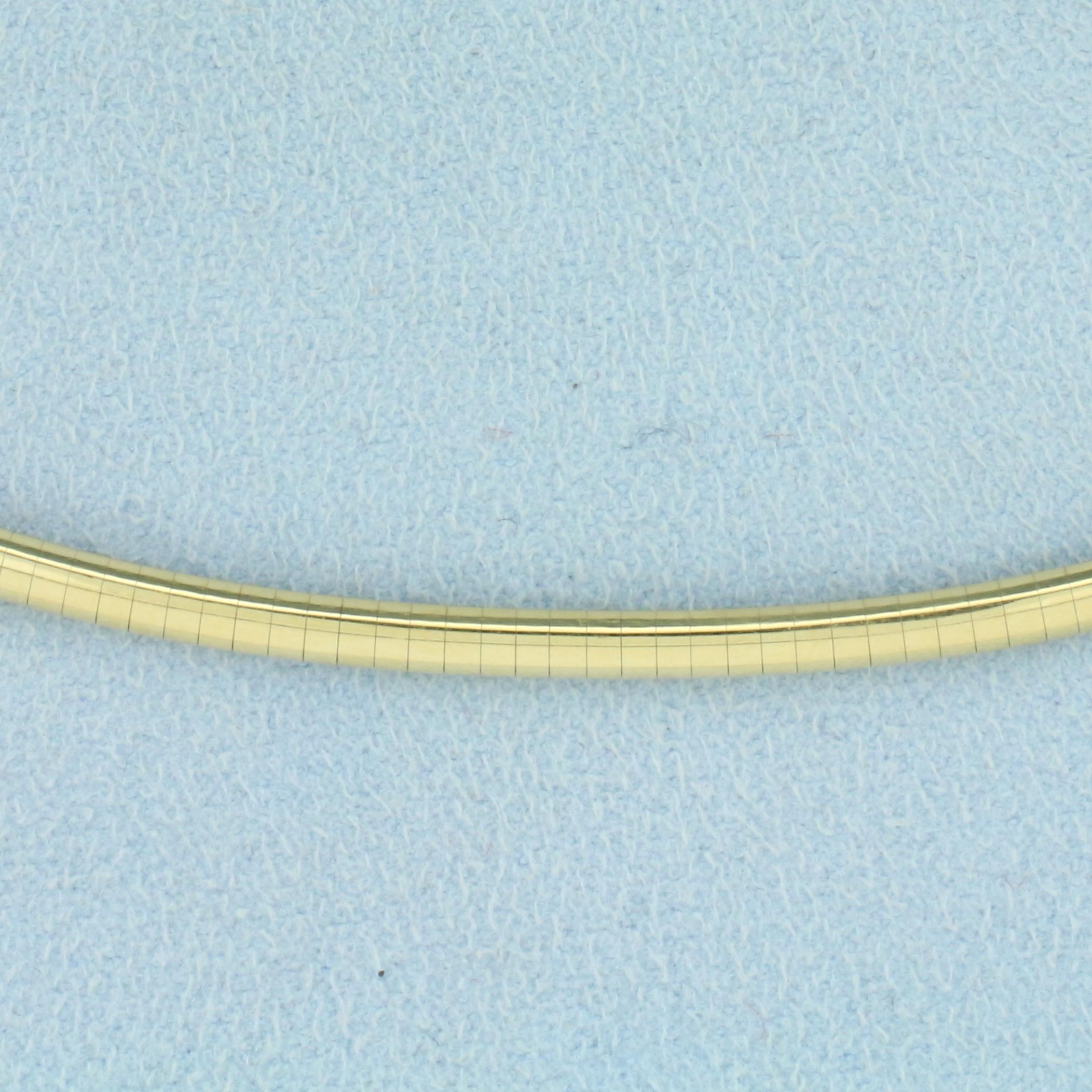 Italian Made 18 Inch Omega Link Necklace In 14k Yellow Gold