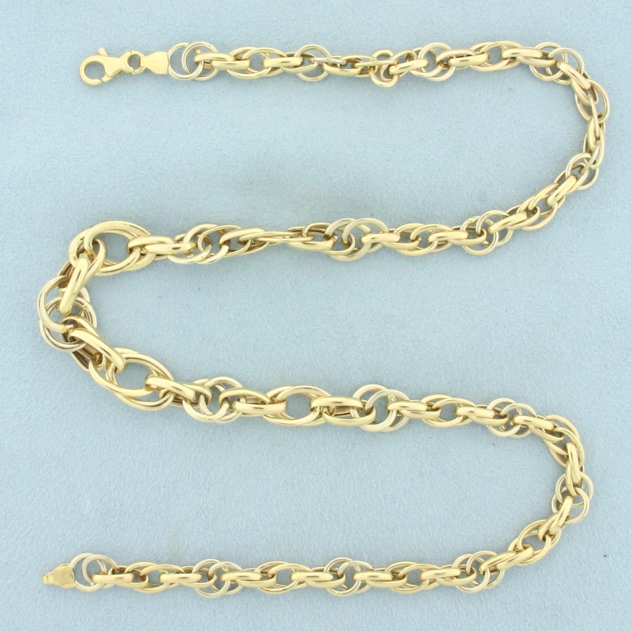 Italian Graduated Chain Link Necklace In 18k Yellow Gold