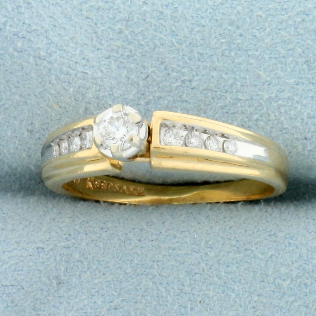 1/3ct Tw Diamond Engagement Ring In 14k Yellow And White Gold