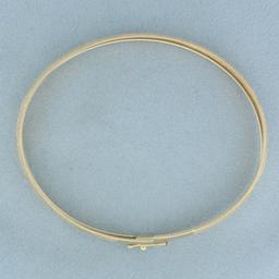 Sandblast Finish Leaf Design Bangle Bracelet In 10k Yellow Gold