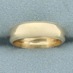 Milgrain Beaded Edge Wedding Band Ring In 14k Yellow Gold