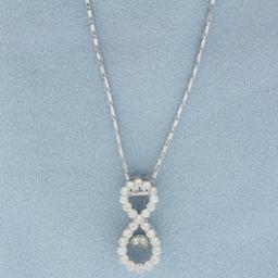 Infinity Design Dancing Diamond Necklace In 14k White Gold