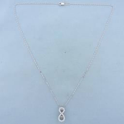 Infinity Design Dancing Diamond Necklace In 14k White Gold