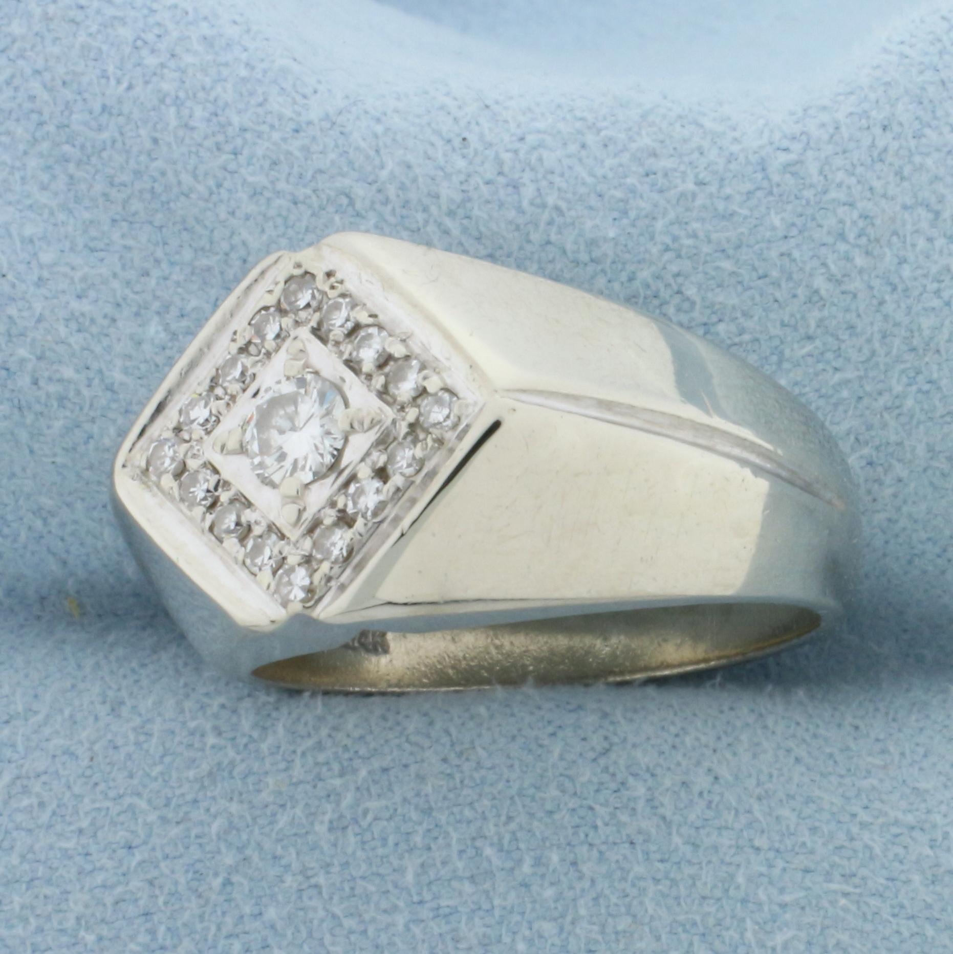 Diamond Modern Geometric Cluster Ring In 14k White Gold