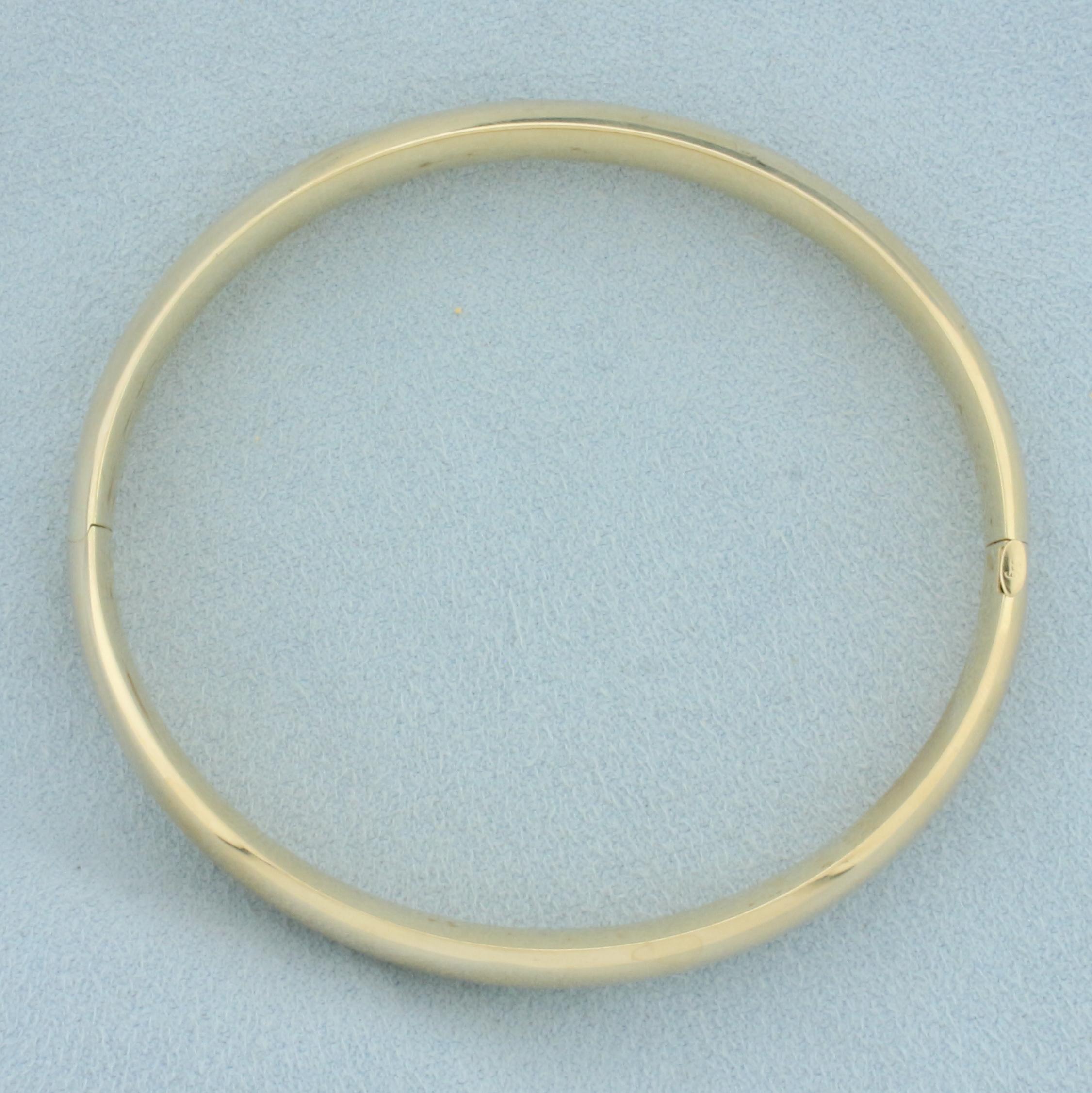 High Polish Hinged Classic Bangle Bracelet In 14k Yellow Gold