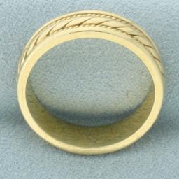 Mens Rope Design Wedding Band Ring In 14k Yellow Gold