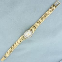 Diamond Geneve Watch In 14k Solid Yellow Gold