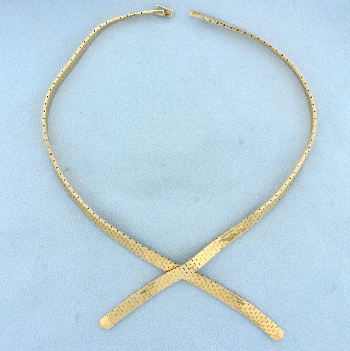 Designer Choker Necklace In 14k Yellow Gold