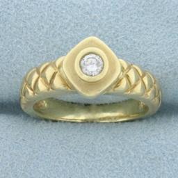 Quilted Design Diamond Ring In 14k Yellow Gold