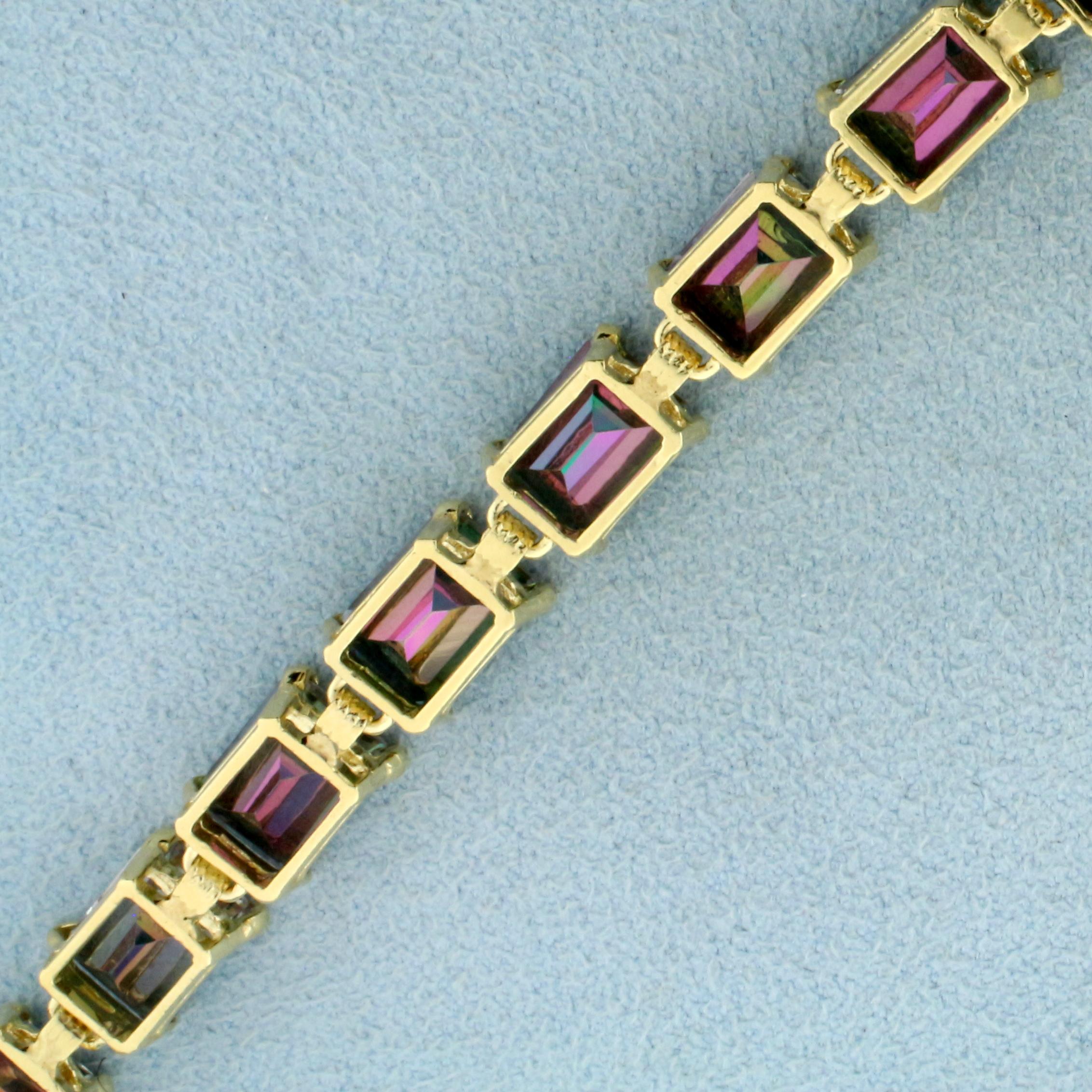 24ct Mystic Topaz Line Bracelet In 14k Yellow Gold