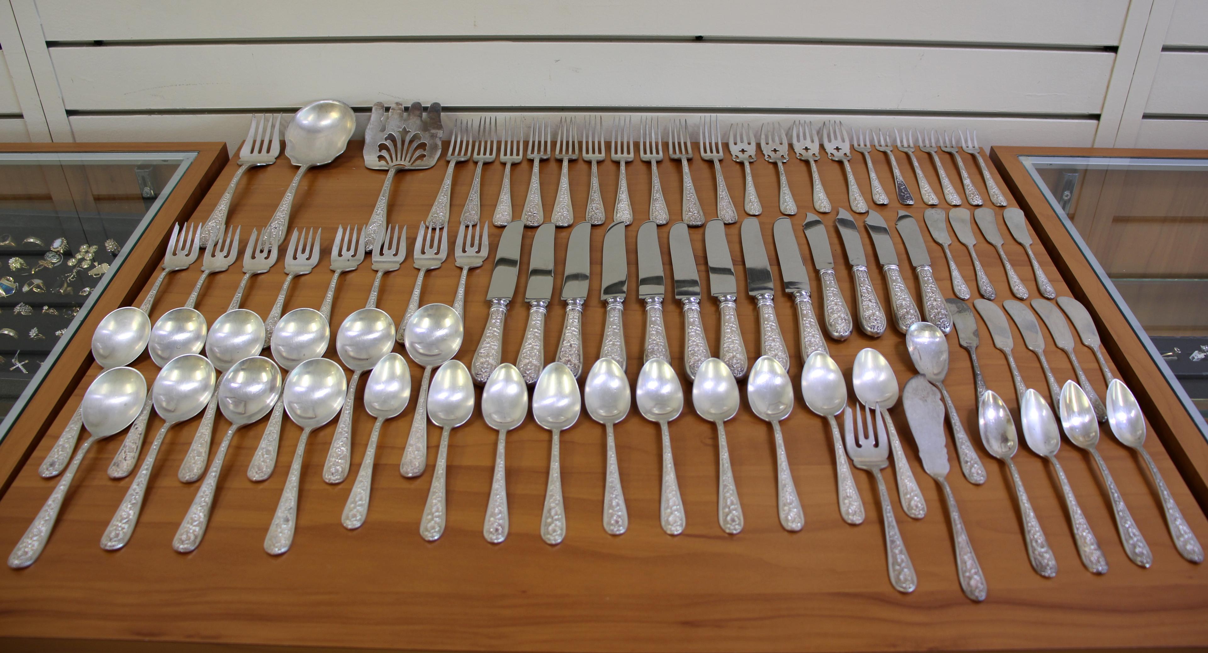 80 Piece Vintage Kirk Stieff Corsage Sterling Silver Flatware Set