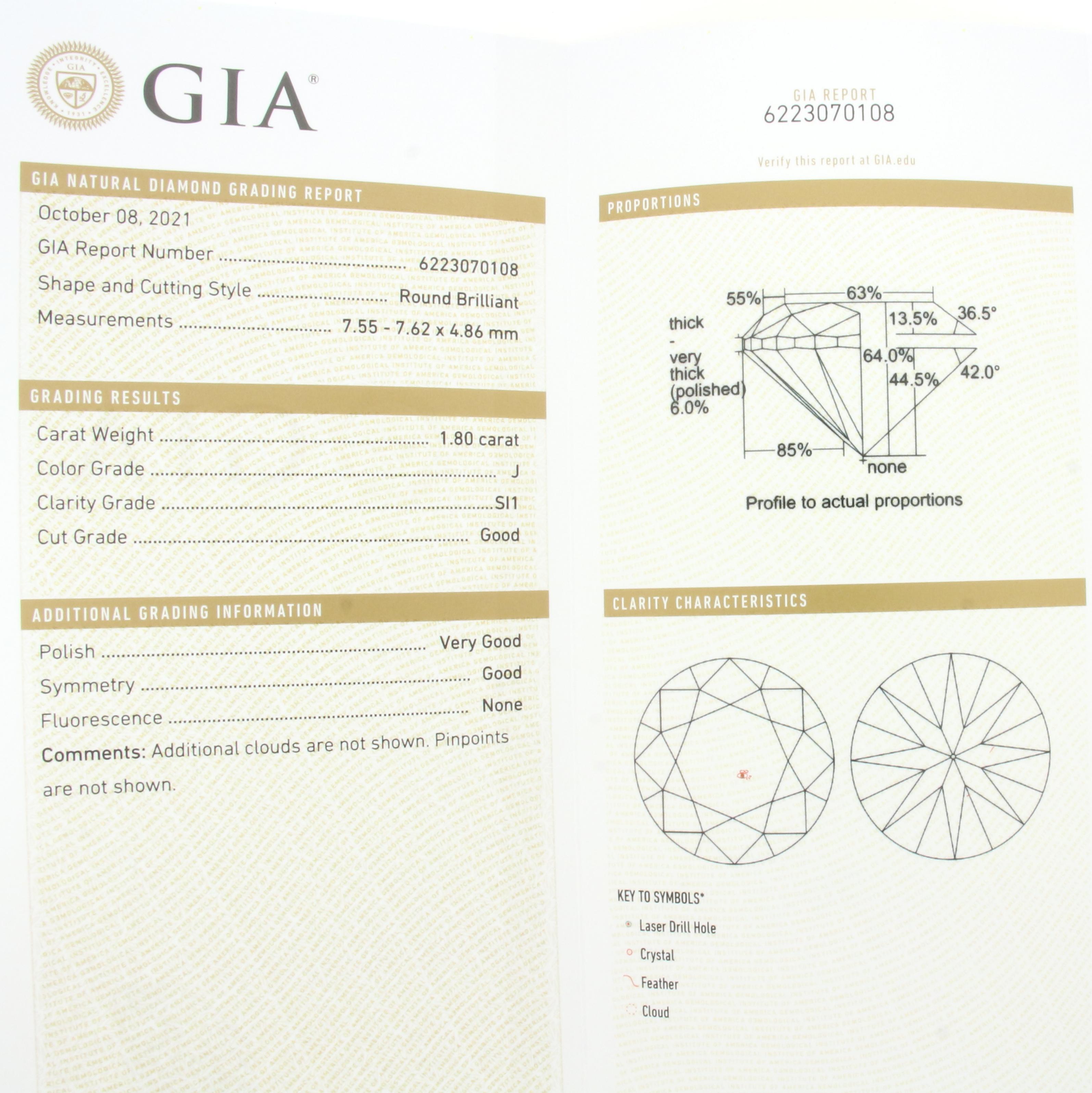 1.8ct Gia Certified Round Brilliant Daimond