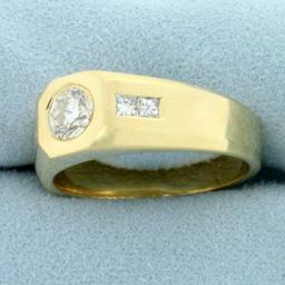 Mens Over 1ct Diamond Ring In 14k Yellow Gold