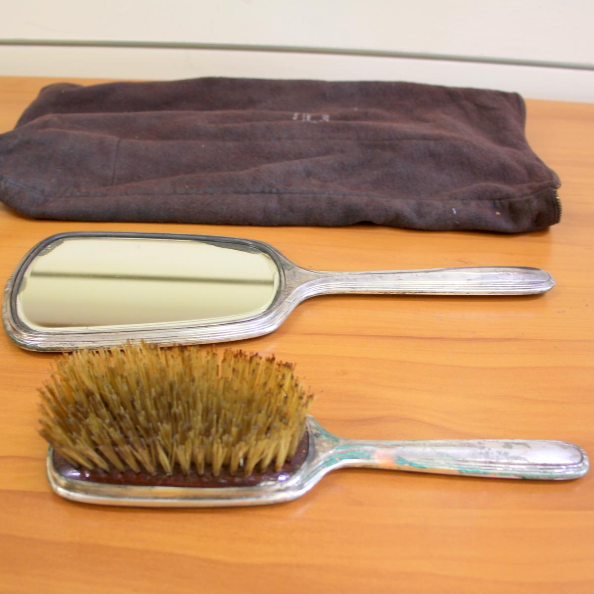 Antique Edwardian R. Blackington Sterling Silver Hairbrush Hand Mirror Vanity Set