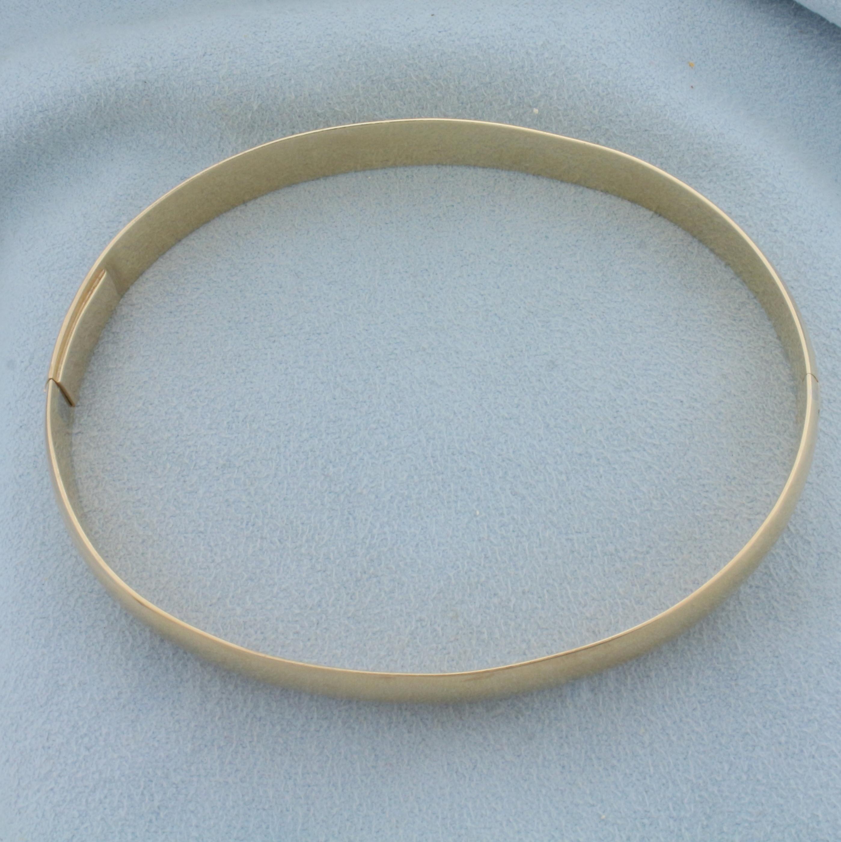 Heavy Solid Bangle Bracelet In 14k Yellow Gold